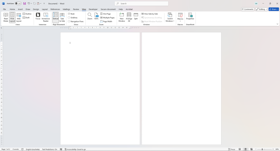 Mulitple pages view in Word